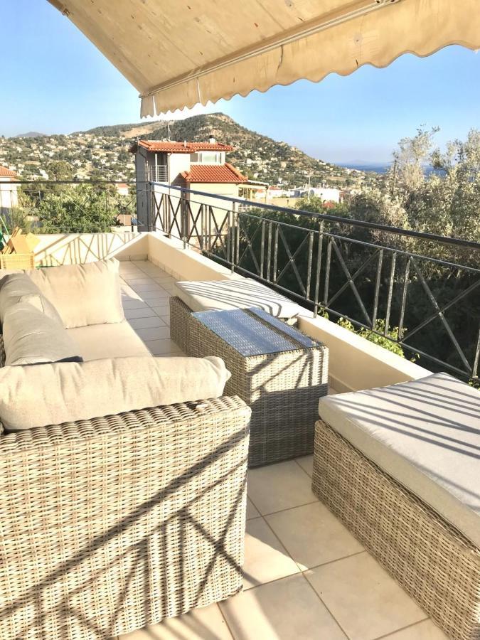 Beautiful Maisonette With A View To The Mountains And The Sea Agia Marina  ภายนอก รูปภาพ