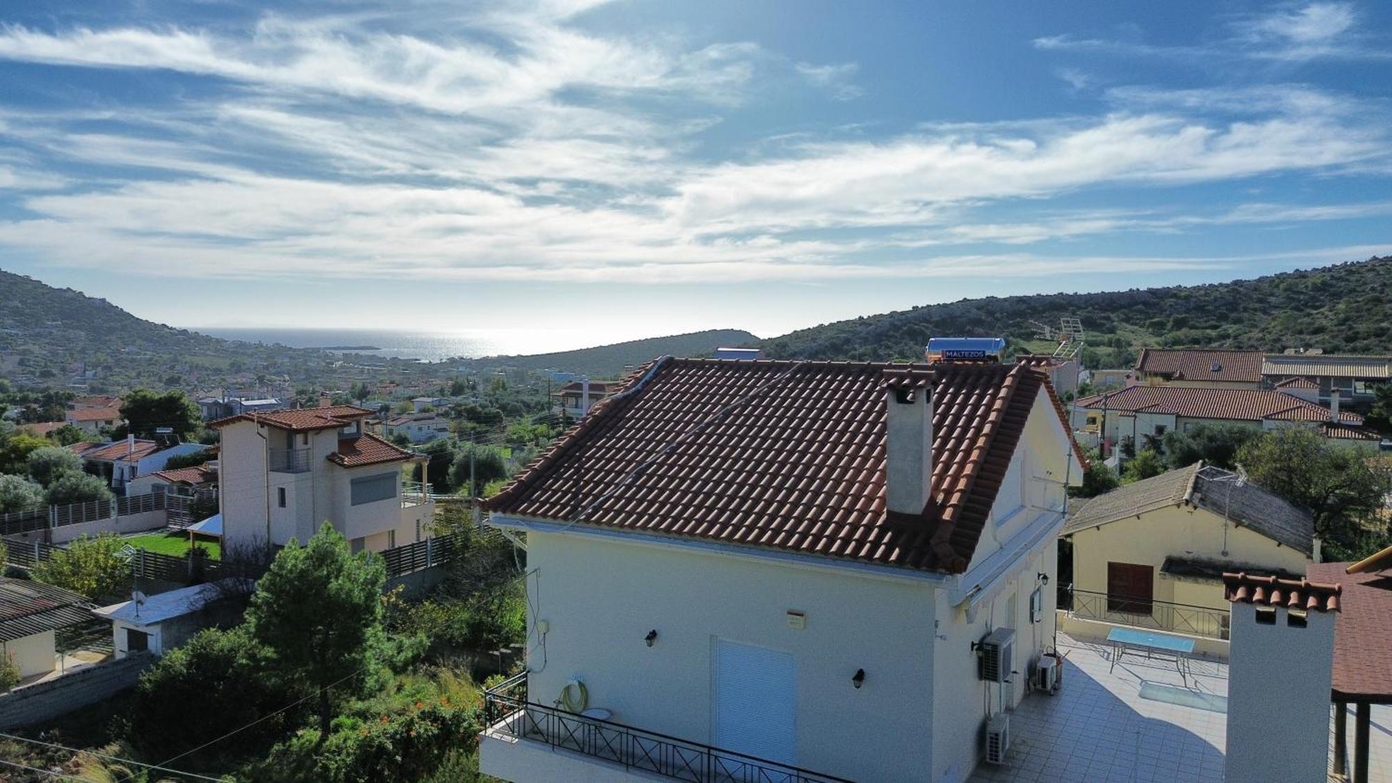 Beautiful Maisonette With A View To The Mountains And The Sea Agia Marina  ภายนอก รูปภาพ